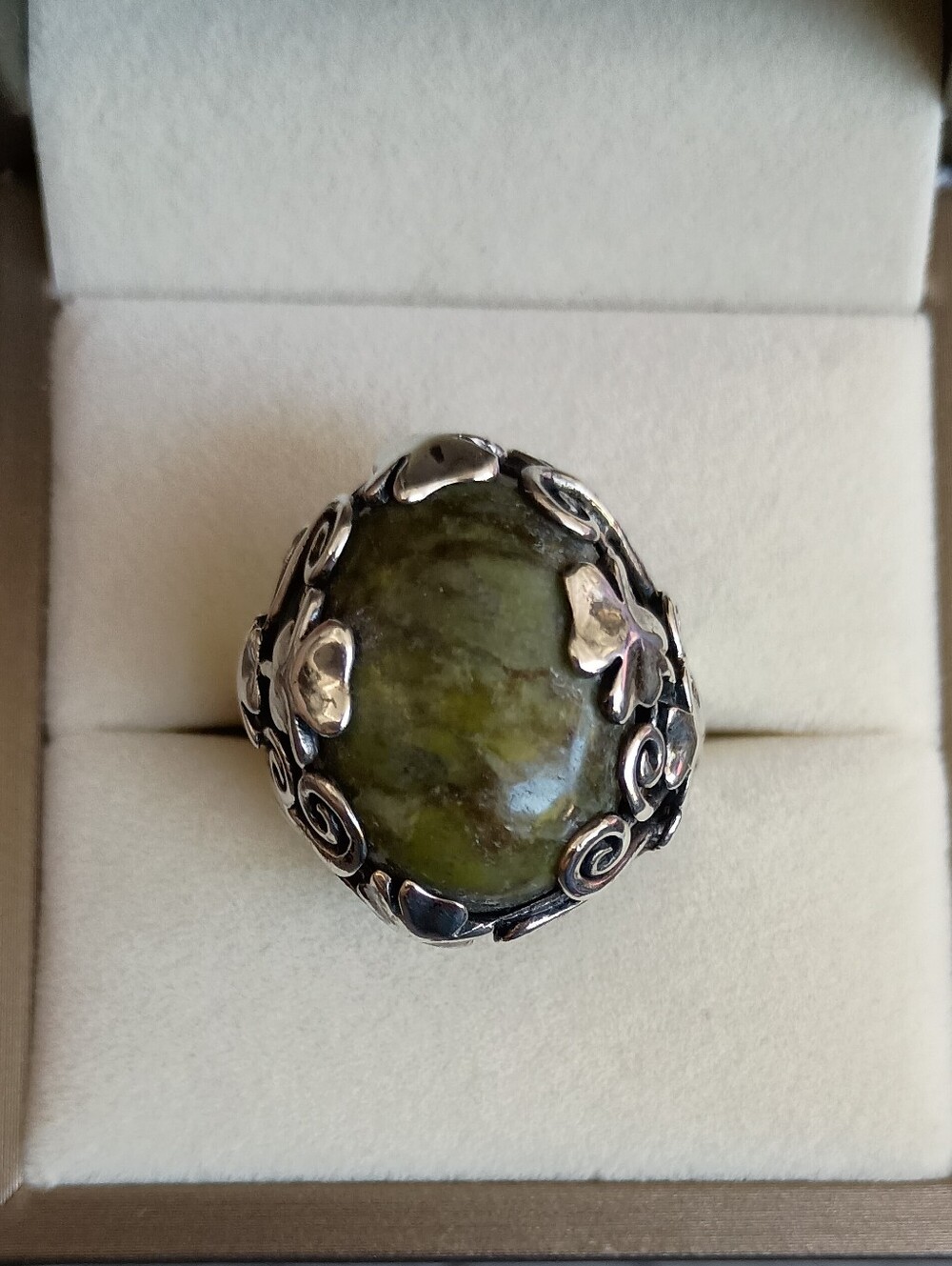.925 SS Connemara Marble Ring, Size 8
